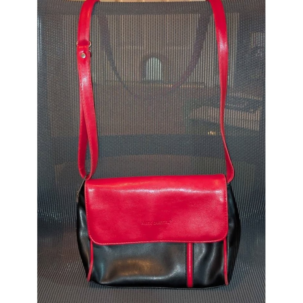 Marc‎ Chantal Red Black Leather Crossbody Bag Colorblock Vintage Y2K